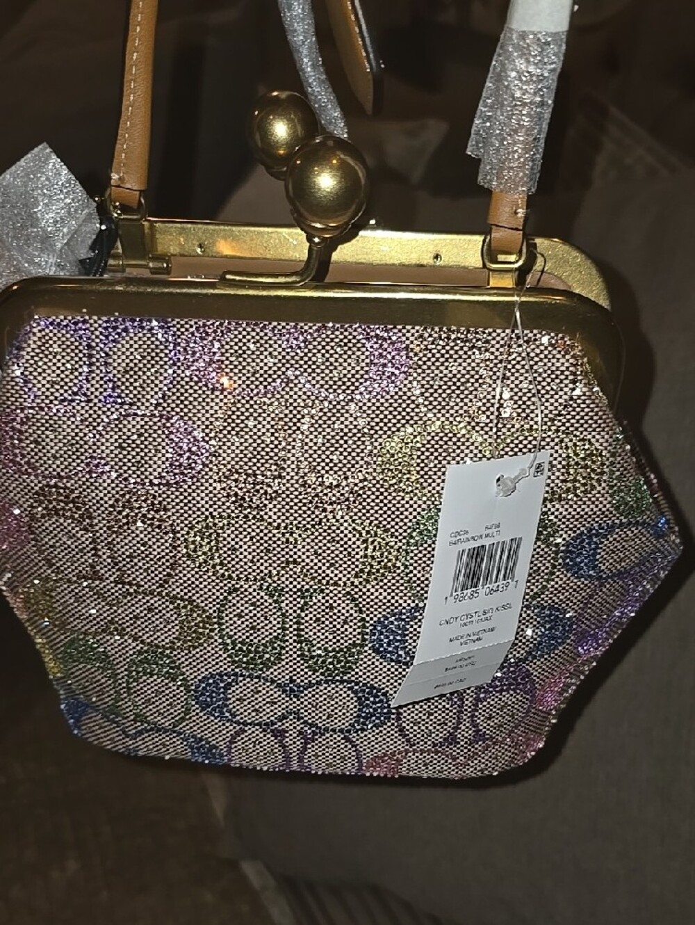 Authentic Coach Iridescent Multicolor Hexagon Clutch with Gold Trim - Picture 9 of 12